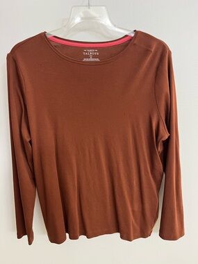 EUC Talbots 2X Long Sleeve Crewneck Top in Rust Brown
